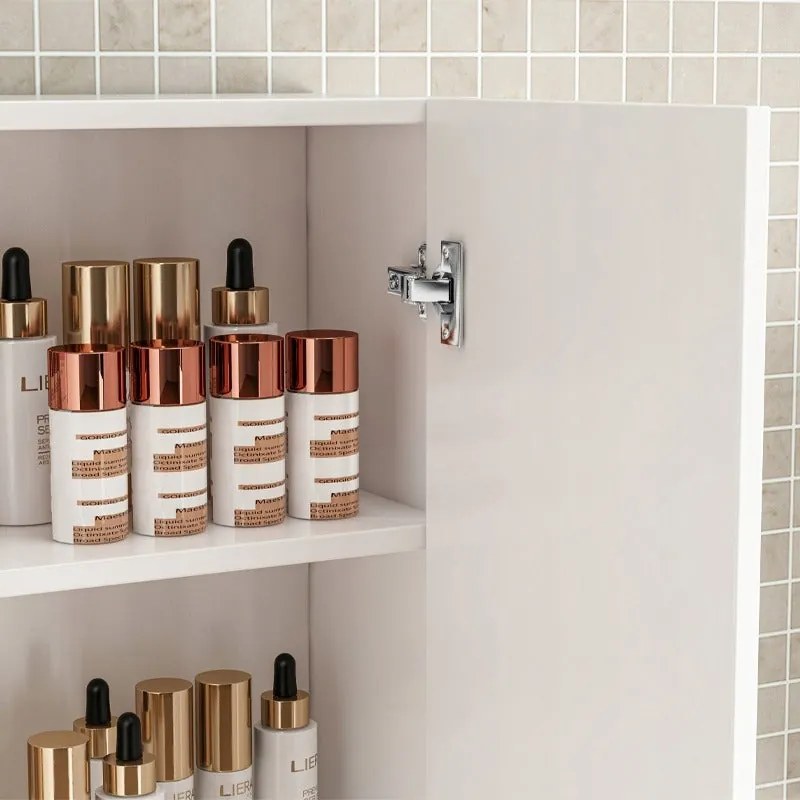 Szafka wisząca do łazienki, biała, z 2 drzwiami, nowoczesna, do montażu na ścianie, z 3 półkami, 60 cm