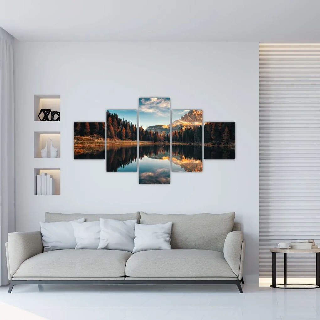 Obraz - Alpy, Włochy, Dolomity, Lago Antorno (125x70 cm)
