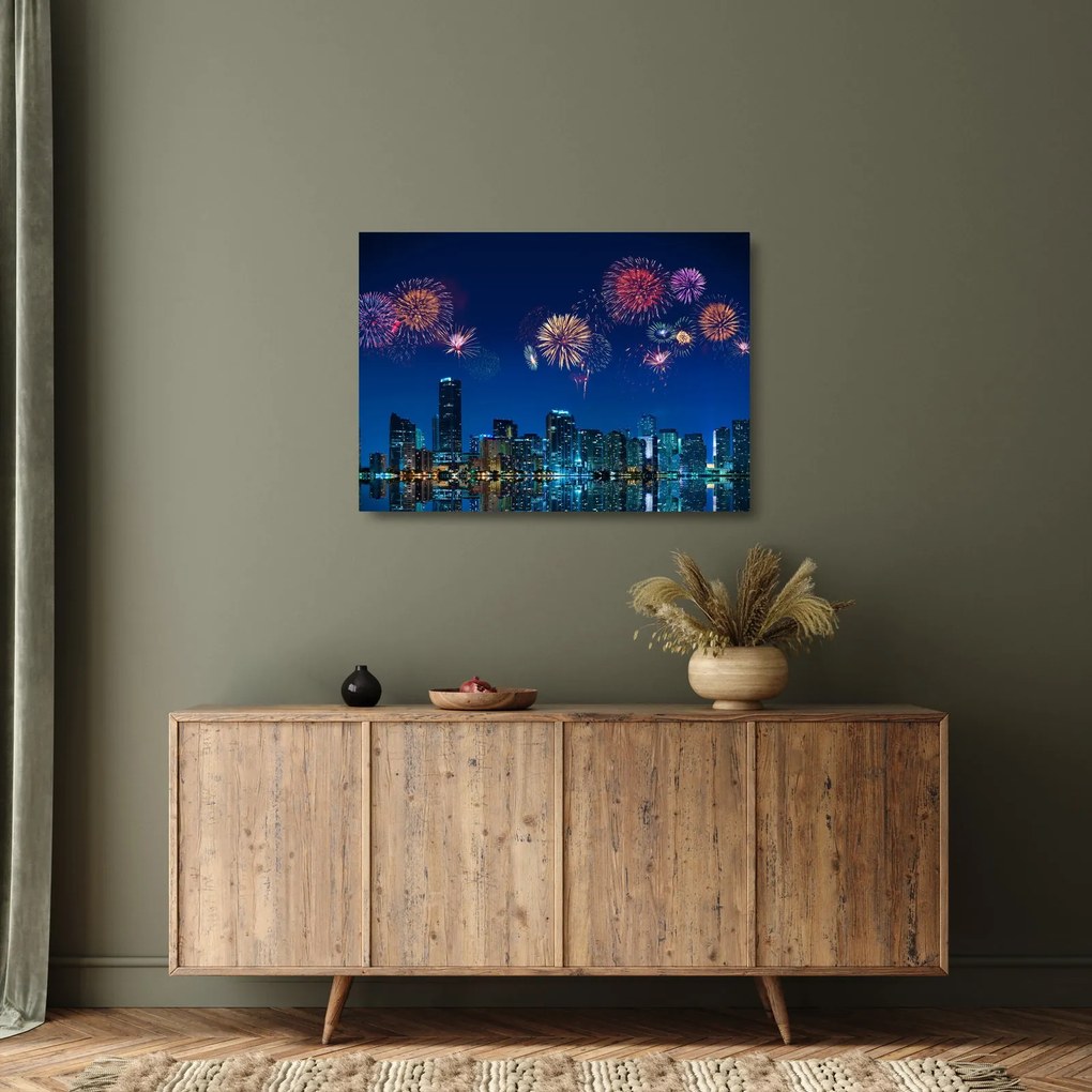 Obraz na szkle - Fajerwerki w Miami (70x50 cm)