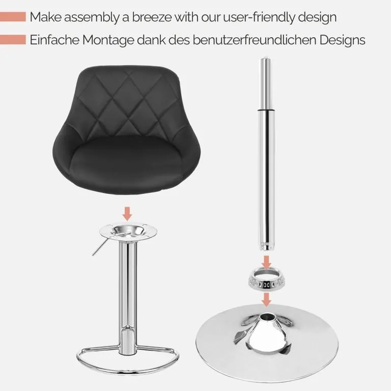 MIADOMODO Krzesło barowe 2szt, bez podłokietnika, czarne