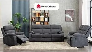 Kanapa 2-osobowa TOLZANO z tkaniny, z funkcją relax – kolor antracytowy