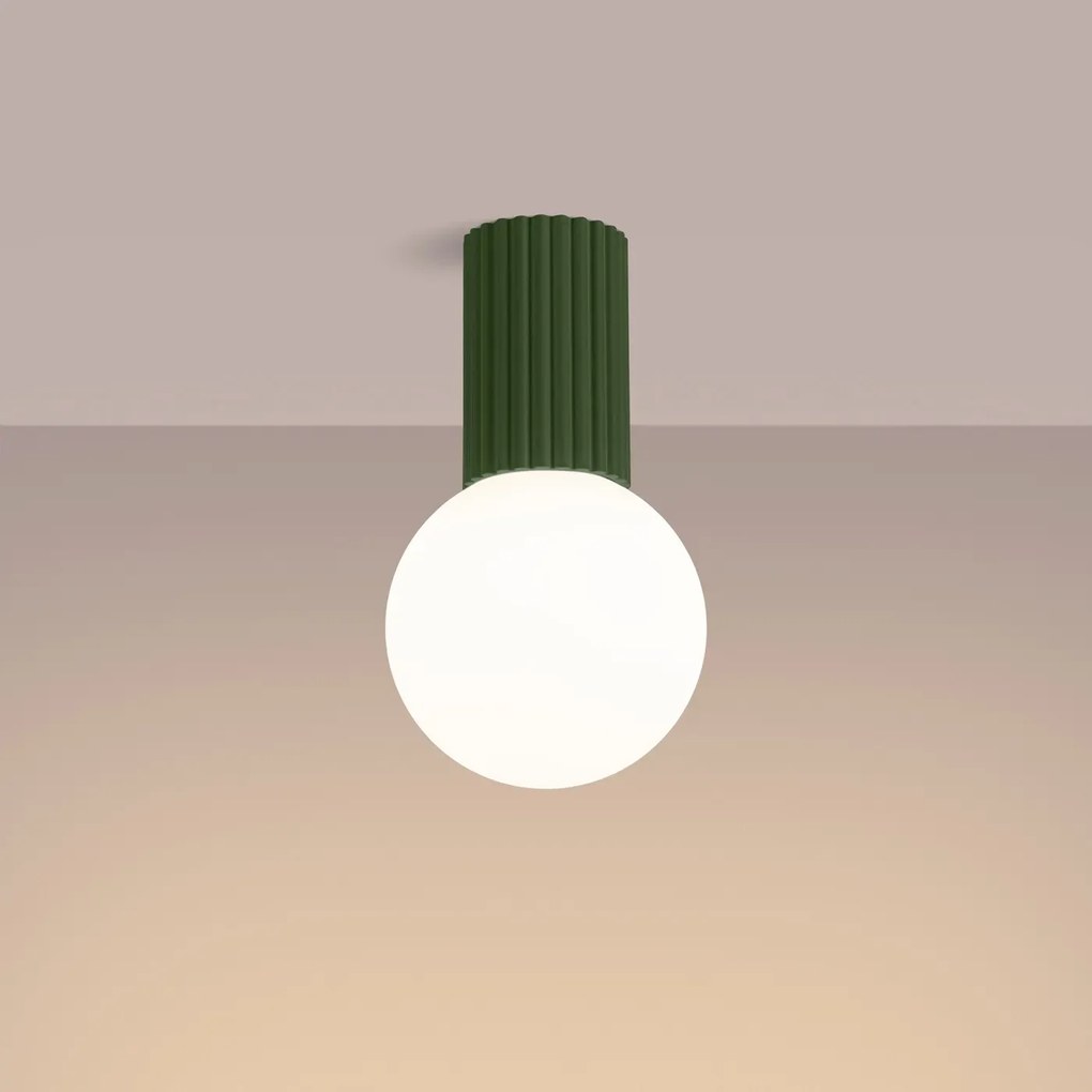 Plafon HALO zielony oliwkowy IP44 ryflowany SOLLUX  LIGHTING