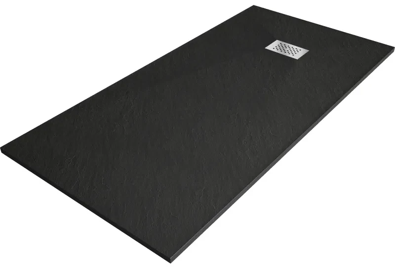 Mexen Hugo brodzik prostokątny SMC 180 x 90 cm, czarny, maskownica inox - 42709018-X