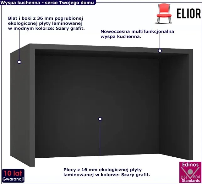 Wyspa kuchenna szary grafit L8-L08