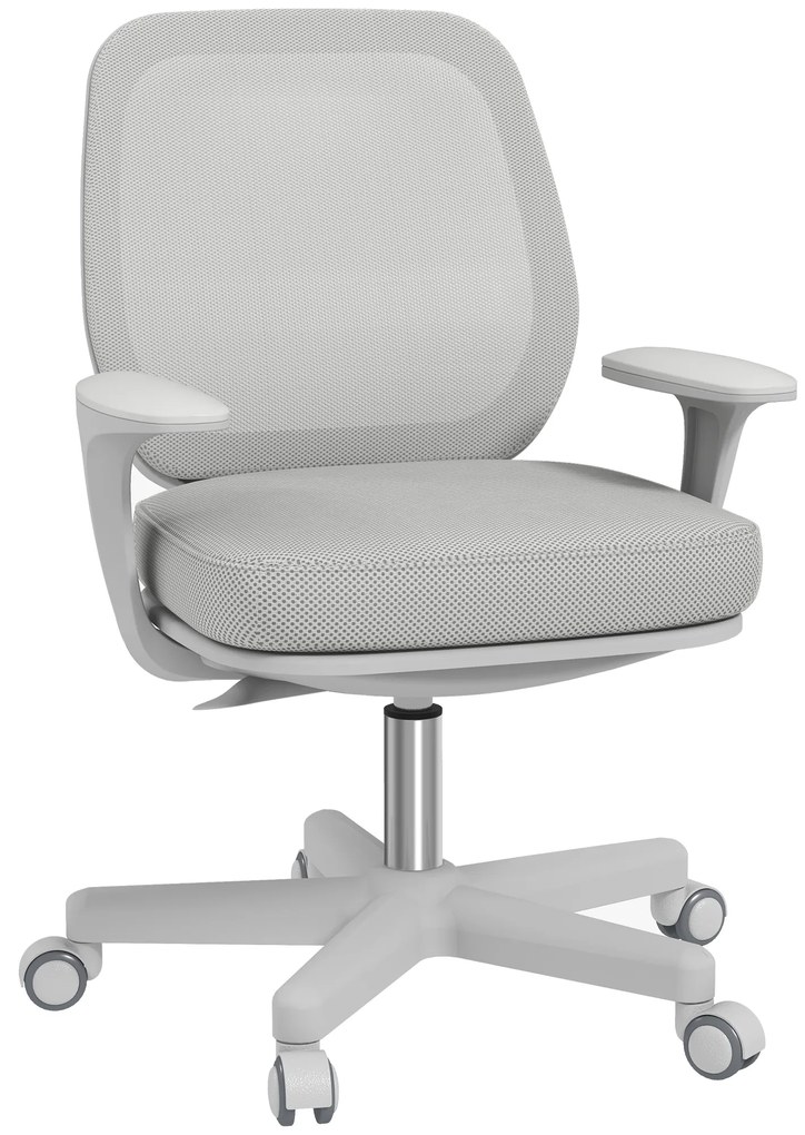 Vinsetto Fotel biurowy, ergonomiczny fotel biurkowy z funkcją obrotu, regulowany 55 x 48 x 82,5-94,5 cm, szary