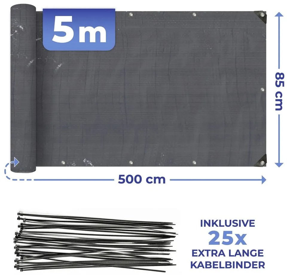 Czarna plastikowa osłona balkonowa 500x85 cm – Maximex