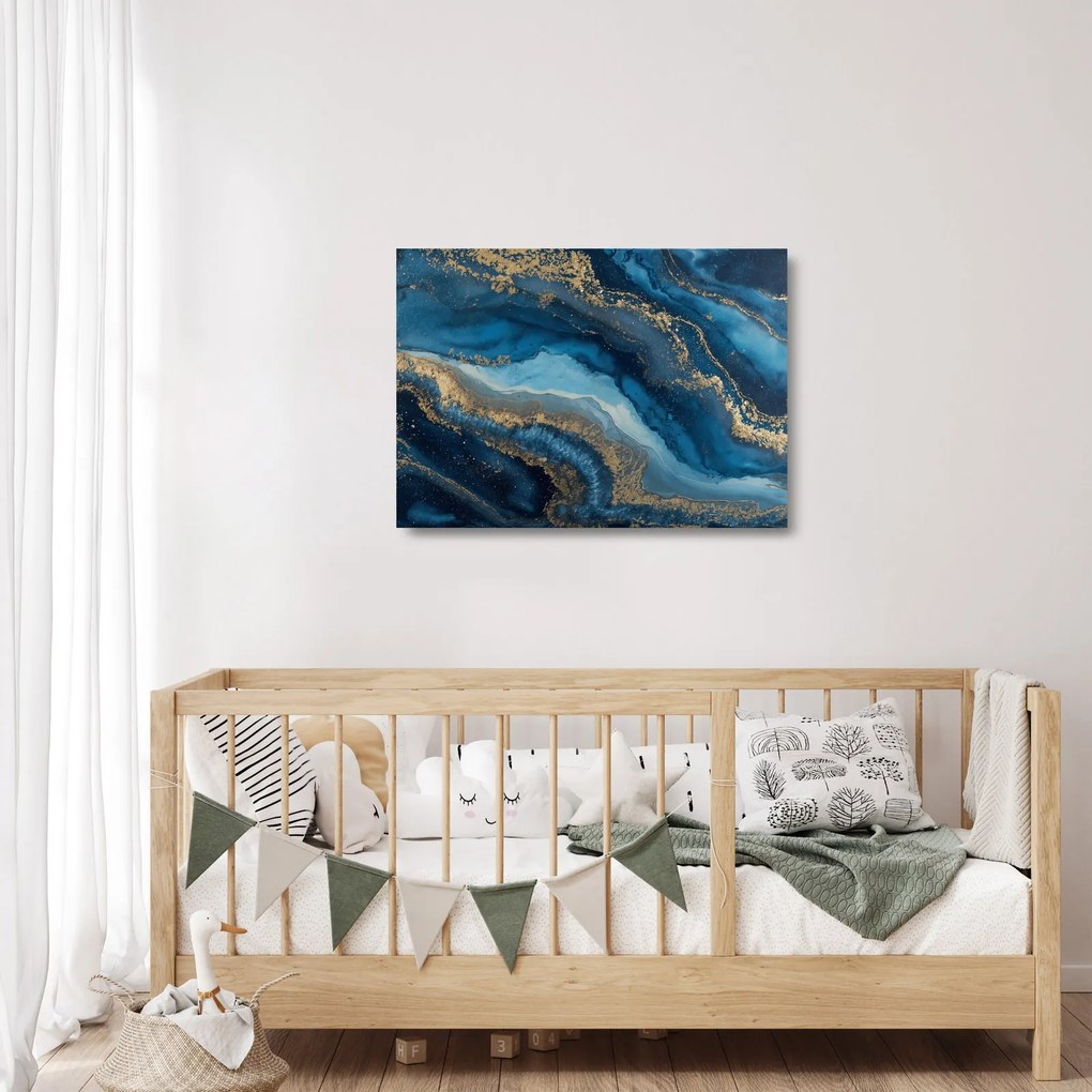 Obraz na szkle - Niebieska marmurowa abstrakcja (70x50 cm)