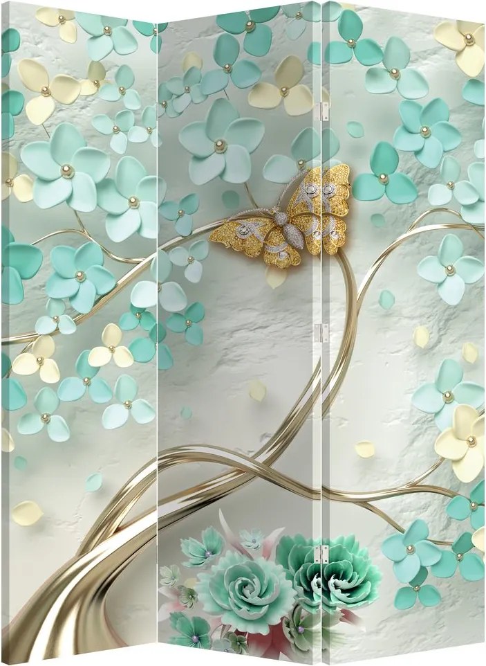 Parawan - Kwiat z motylami (126x170 cm)