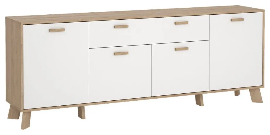 Biało-naturalna komoda w dekorze dębu 196x73x39 cm Ikast – Tvilum