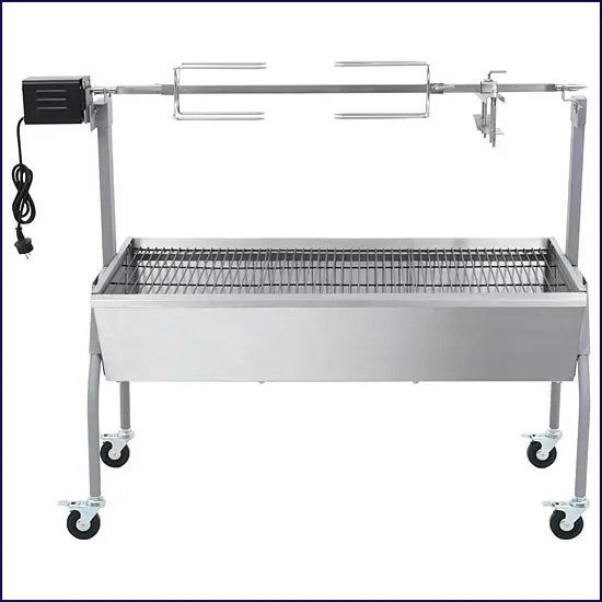 Srebrny ogrodowy grill z rożnem do pieczenia C5-C60