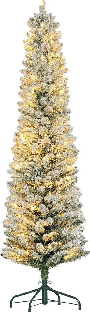 HOMCOM Choinka 180 cm z girlandą LED, sztuczne drzewko, odporna na ogień, z metalową podstawą, Zielona | Aosom PL