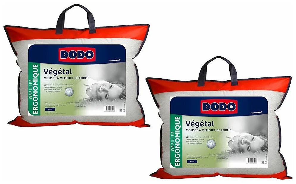 Zestaw 2 ergonomicznych poduszek z pamięcią kształtu DODO VEGETAL 45x70 cm