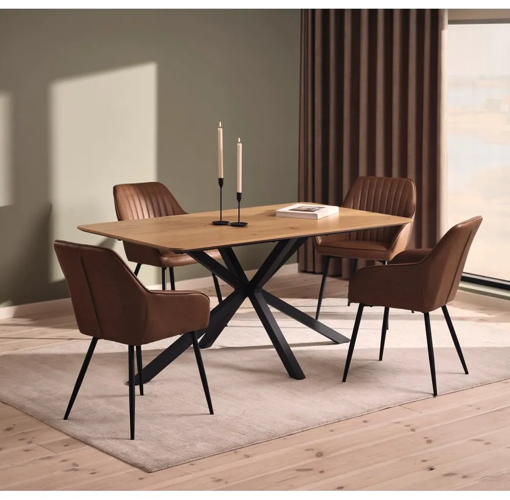 Brązowe krzesła z imitacji skóry z podłokietnikami zestaw 2 szt. Nolan Stripe – Unique Furniture