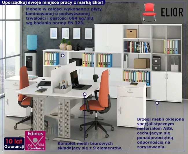 Biały dwustanowiskowy komplet mebli biurowych - Nakari 5X