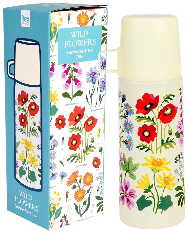 Kremowy termos dla dzieci 350 ml Wild Flowers – Rex London