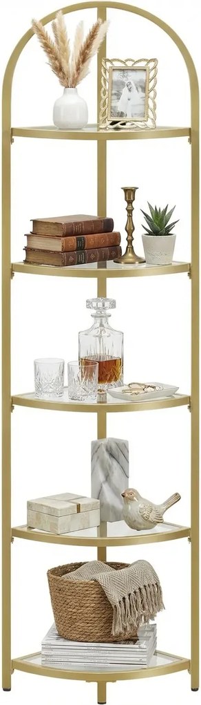 Złoty Narożny Regał Szklany W Stylu Glamour D0-F67