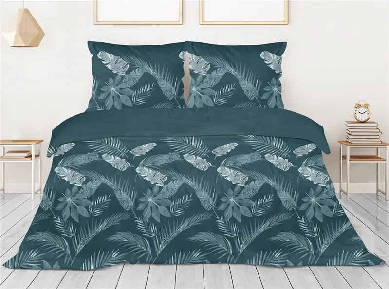 Pościel satynowa Gold Line 140x200 Misty Jungle zielona GRENO