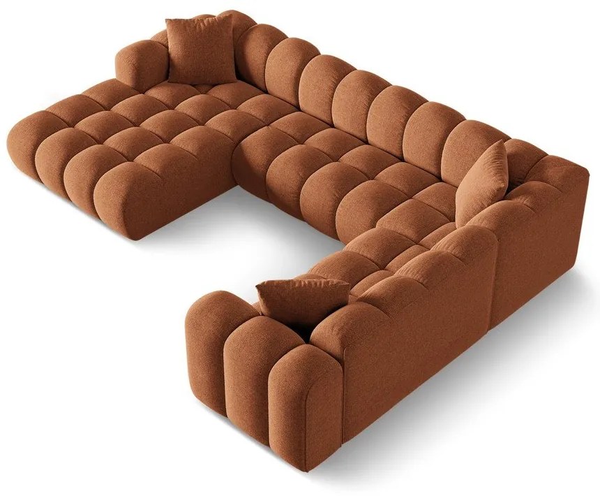 Narożnik z tkaniny szenilowej (prawostronny/w kształcie litery U) w kolorze terakoty Treno – Cosmopolitan Design