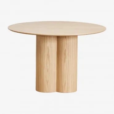 Okrągły Stół Jadalniany Ø120 Cm Z Forniru I Mdf Athena Fornir Jesionowy - Sklum
