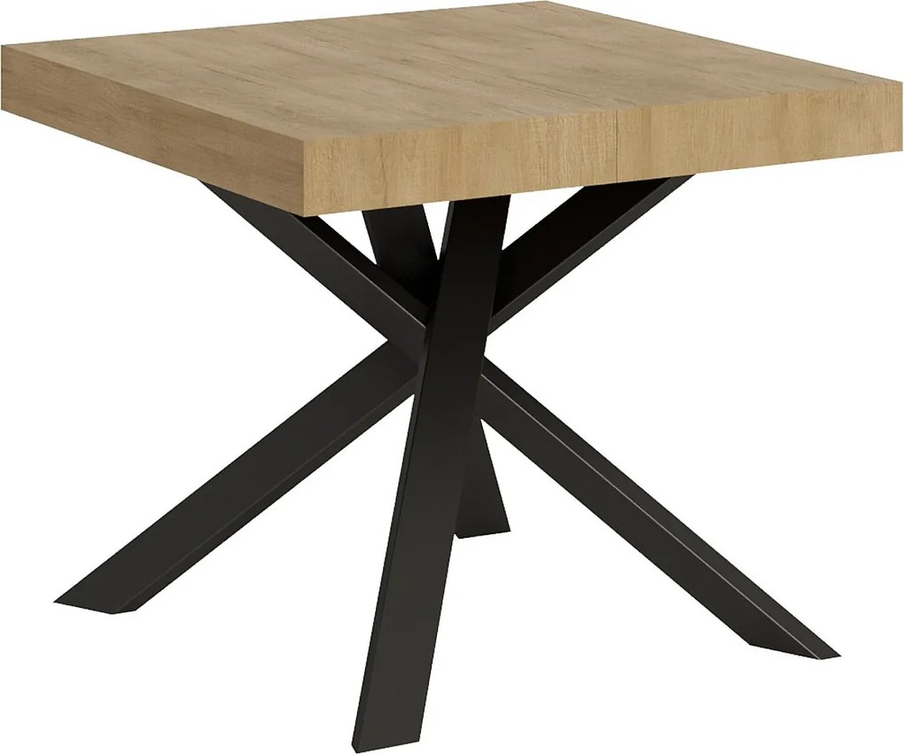 Stół rozkładany 90/194x90 cm Clerk dąb naturalny nogi antracytowe