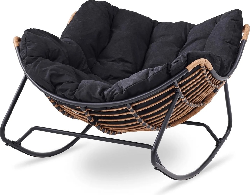 Bujany fotel ogrodowy z poduszką Elton, czarny