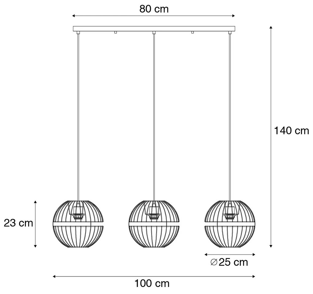 Nowoczesna lampa wisząca czarna 3-punktowa - Sphaera Nowoczesny Oswietlenie wewnetrzne