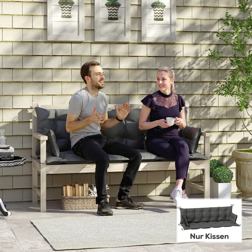 Outsunny Zestaw dwustronnych poduszek do ławki lub huśtawki, Poliester, Piana, 180 x 110 x 8 cm, Ciemnoszary