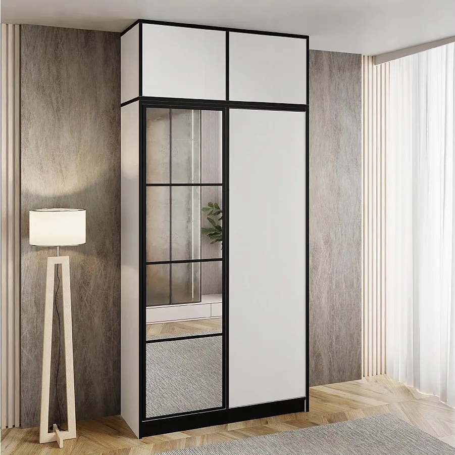 Szafa dwudrzwiowa z lustrem COSTA 2D BIAŁA z nadstawką