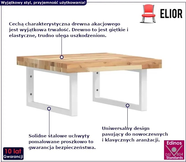 Półka nieobrobione drewno biały uchwyt - Siro