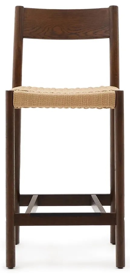 Brązowy hoker z litego drewna dębowego (wysokość siedziska 65 cm) Yalia – Kave Home
