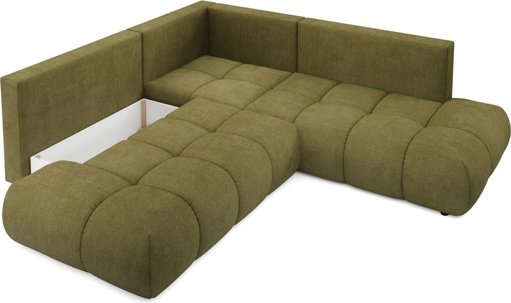 Masseno Narożnik DUCA z funkcją spania i pojemnikiem na pościel Narozniki L, Rozkładana sofa - Zielony, FLOW 12