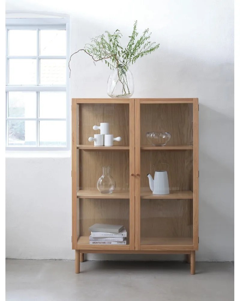 Witryna z litego drewna dębowego 140x100 cm Elba – Unique Furniture