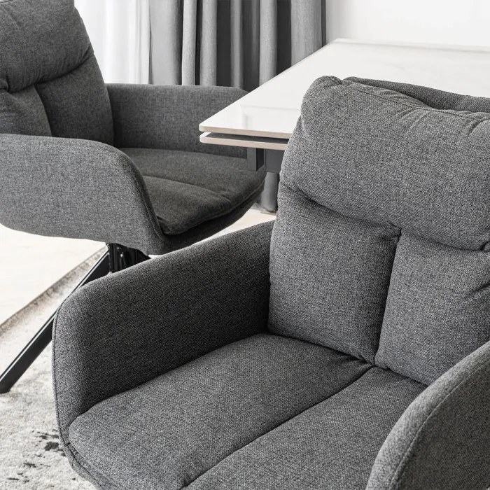 Krzesło Tapicerowane Obrotowe do Salonu PAUL Ciemnoszare Nowoczesne