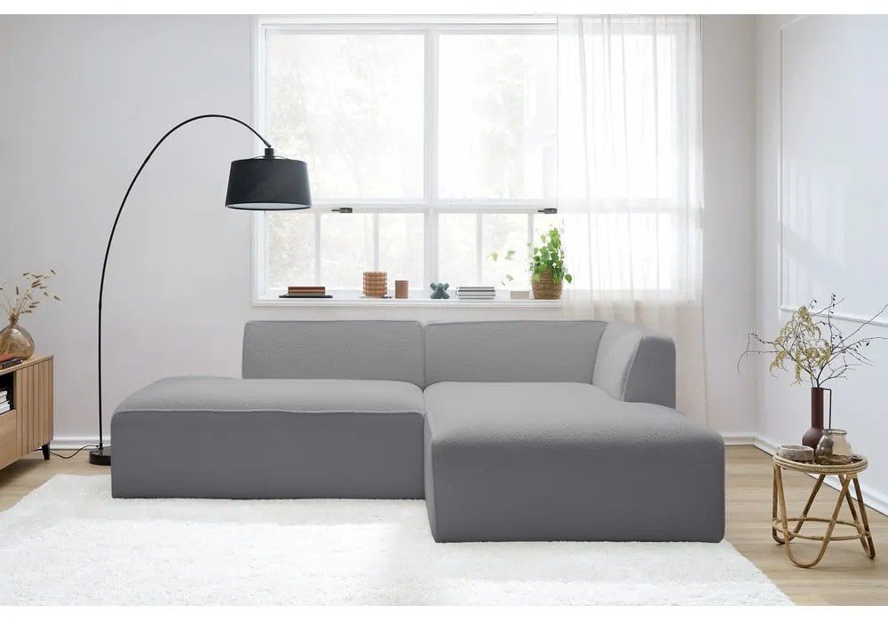 Jasnoszary narożnik modułowy z materiału bouclé (prawostronny/w kształcie litery L) Megeve – Bobochic Paris