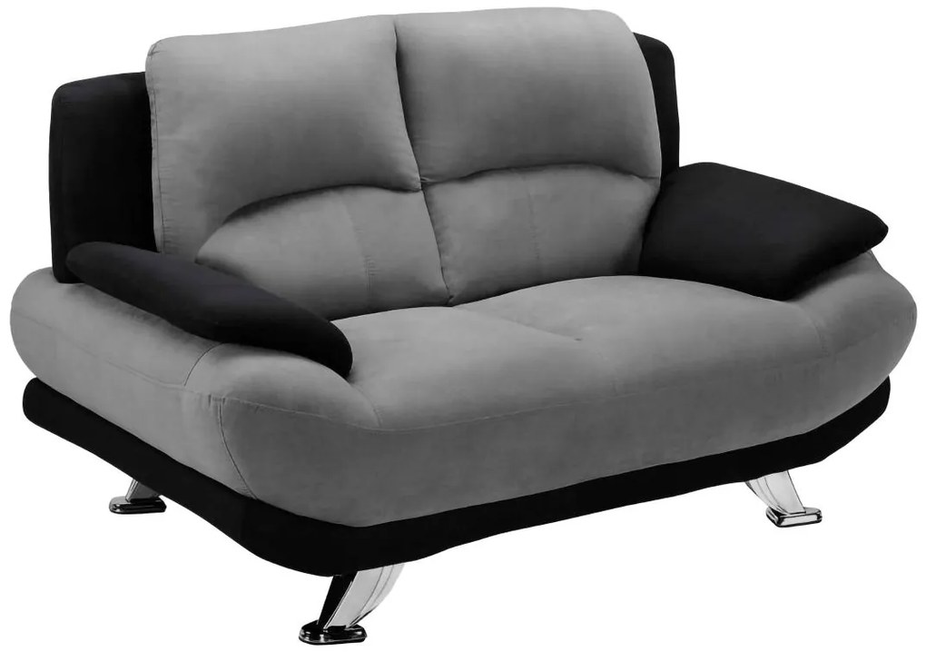 Kanapa 2-osobowa z mikrofibry MUSKO - Model dwukolorowy: szaro-czarny.