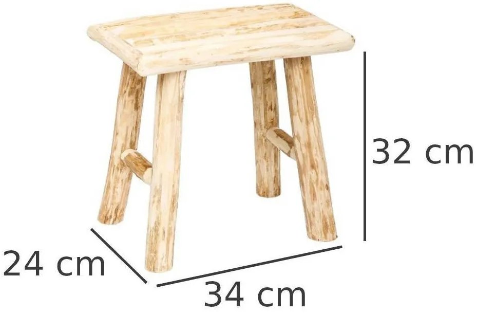 Stołek drewniany - prostokątny taboret, podnóżek, 34 x 24 x 32 cm