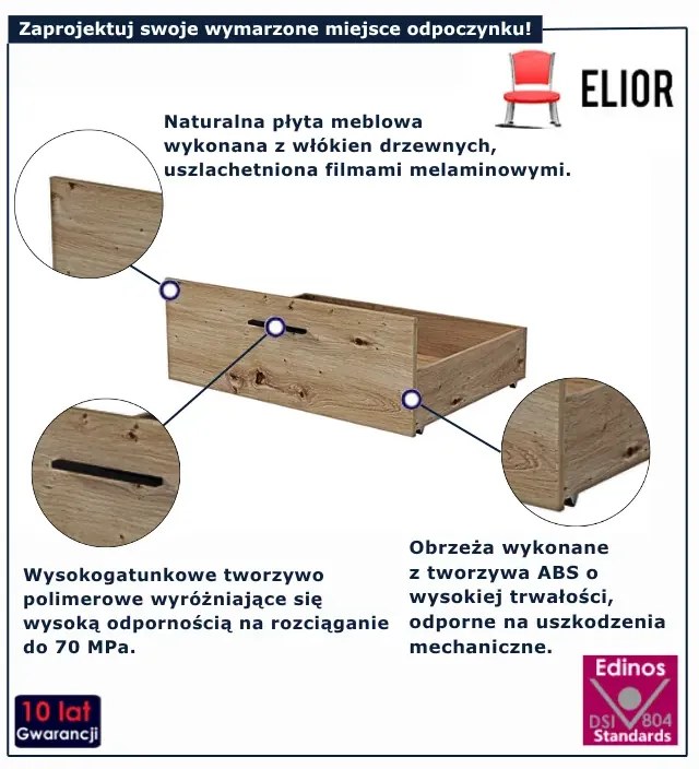 Modułowa szuflada pod łóżko dąb artisan W8-H89