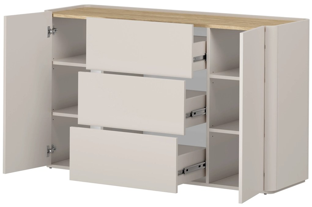 Komoda Elivo 150 cm z szufladami - kaszmir / dąb olejowany
