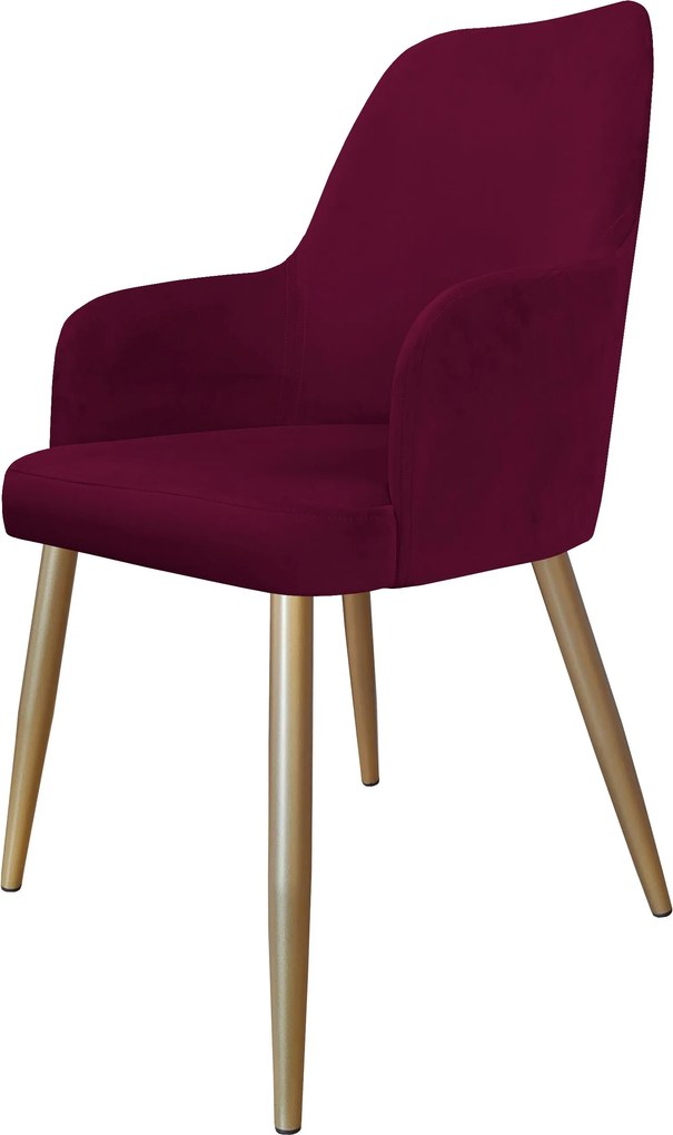 Krzesło WESTA tkanina Welur noga metalowa elegancki styl loftowy : Kolor nogi - Złota stożek, Kolor tkaniny - VELVET - MG02, Typ siedziska - Siedzisko obrotowe 360°