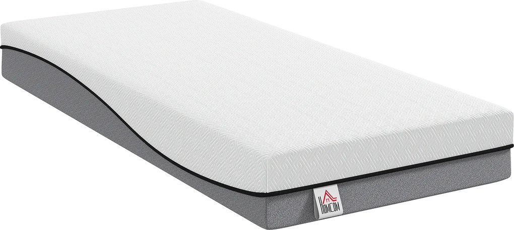 HOMCOM Materac kieszeniowy z pianką memory z zieloną herbatą H3 twardość Oeko-TEX & CertiPUR 200x90x20 cm Szary | Aosom PL