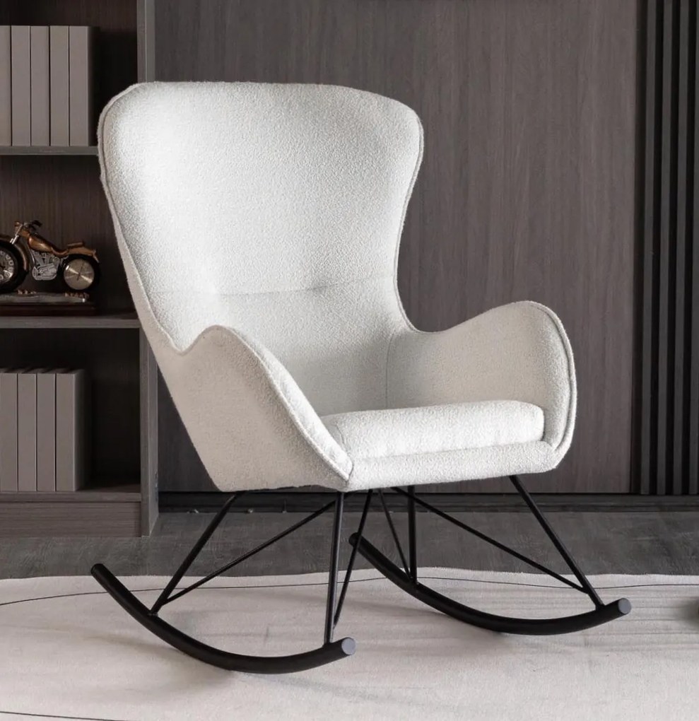 Nowoczesny fotel bujany na czarnych płozach Liberto 3