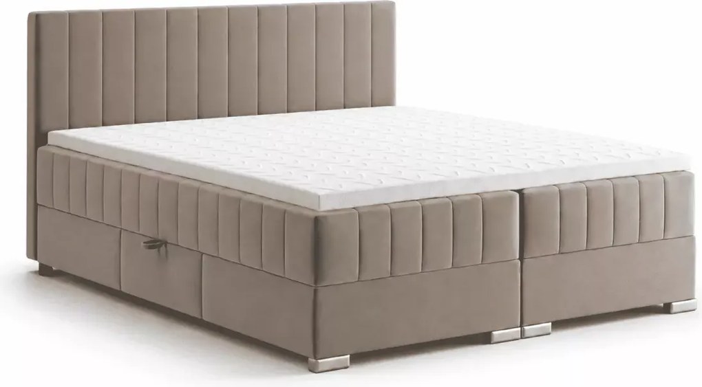 Łóżko kontynentalne Galla boxspring z pojemnikami sprężyny bonell tapicerowane premium