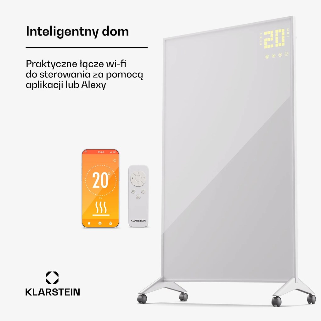 Klarstein Wonderwall Bornholm Smart 800W 100x60cm Panel na podczerwień​ Biały
