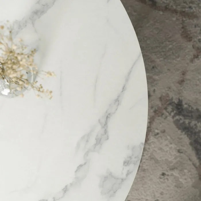 Stolik Kawowy AGNES MAX 80 cm Biały Marmur Nowoczesny