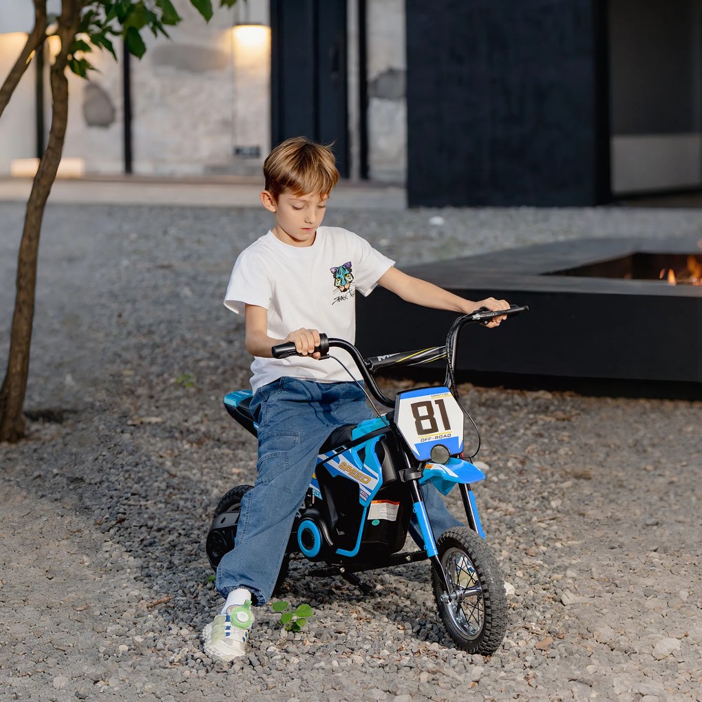 AIYAPLAY Elektryczny motocykl dziecięcy 24 V Motocross z silnikiem 250W, akumulator 7Ah, tylne zawieszenie, hamulec tarczowy, 16 km/h, 8–12 lat | Aosom PL
