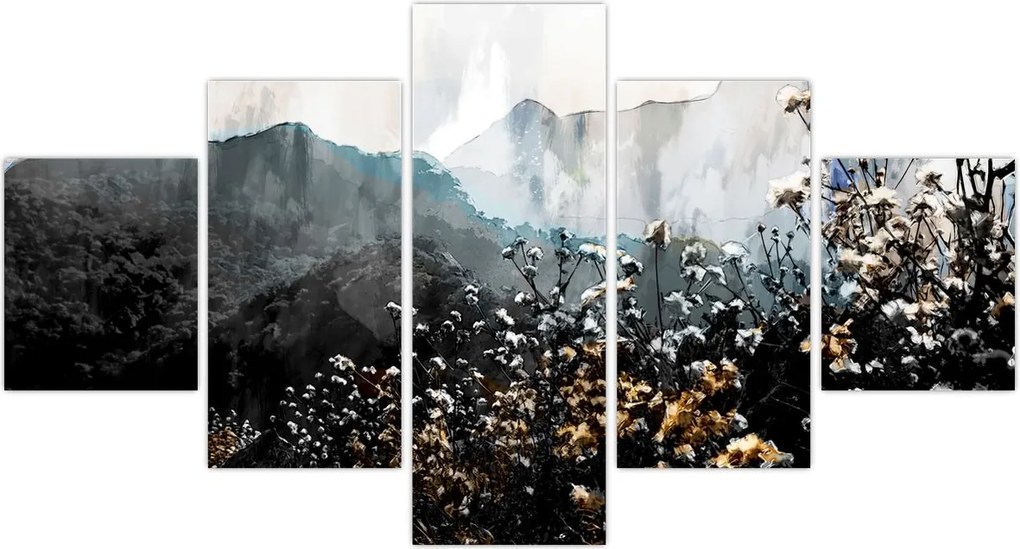 Obraz - Ilustracja przedstawiająca dzikie kwiaty (125x70 cm)