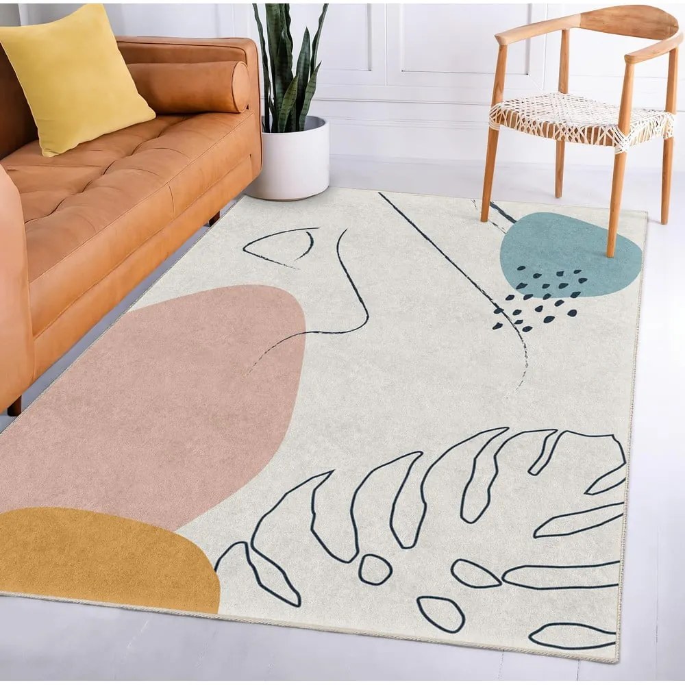 Kremowy dywan odpowiedni do prania 120x180 cm Abstract Shapes – Mila Home
