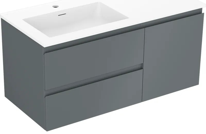 Mexen Orio szafka łazienkowa 100 cm z umywalką Otis lewą, 2S, 1D, grafit mat/biała mat - 91A13-10047-3-BBFFF66-W18L01
