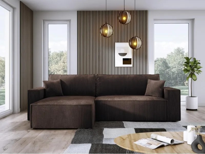 Narożnik POSO XL Lewostronny zestaw z poduszkami wolnostojący tkanina POSO 06 WERSAL