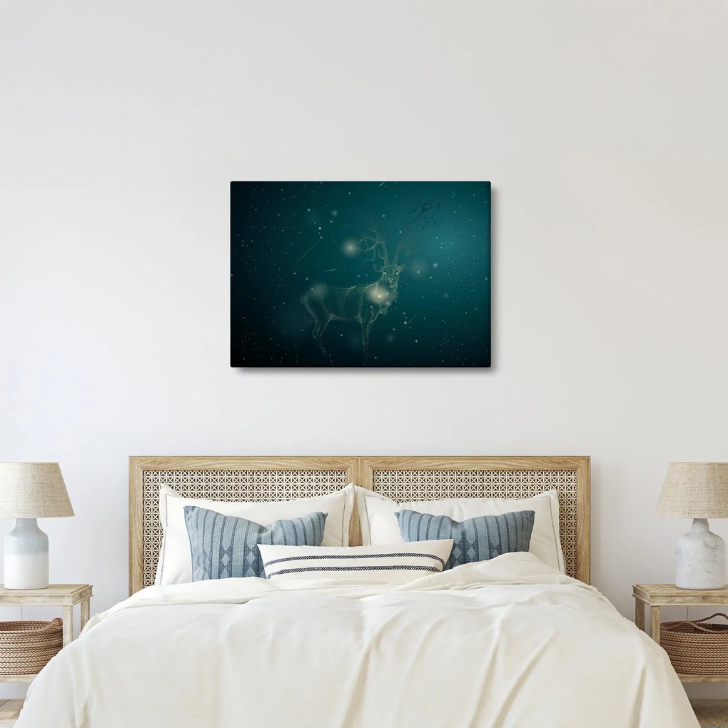 Obraz - Magiczny jeleń w nocy (70x50 cm)